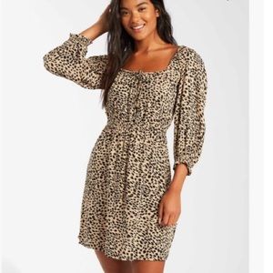 NWT Billabong Riviera Leopard Square Neck Mini Dress